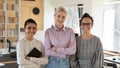 Group portrait of happy international team of female students Royalty Free Stock Photo