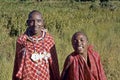 Group portrait laughing Maasai mother with son