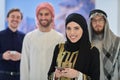 Group portrait of muslim businessmen and businesswoman