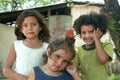 Group portrait of poor Paraguayan girls in slum Royalty Free Stock Photo