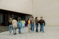 Group of positive college freshmen Royalty Free Stock Photo