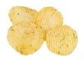group of potato chips isolated on white background Royalty Free Stock Photo