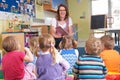 Group Of Pre School Children Listening To Teacher Reading Story Royalty Free Stock Photo