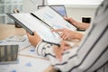 Group of professional businesspeople checking a financial report together in the meeting Royalty Free Stock Photo