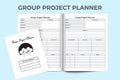 Group project journal KDP interior. School study project tracker and student`s information notebook template. KDP interior log Royalty Free Stock Photo