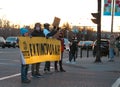 Group of protesters blocking traffic to demonstrate a climate change emergency