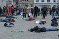 Group Of Protesters Playing Dead At The Rebellion Extinction Demonstration On The Dam At 6-1-2020 Amsterdam The Netherlands 2020