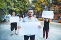 Group of protesting young people outdoors