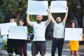 Group of protesting young people outdoors