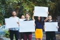 Group of protesting young people outdoors