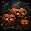 Pumkins dark atmosphere,halloween night,charactor. Generated AI illustration.