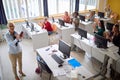 Back view of teacher in the classrom