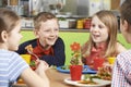 Group Of Pupils Sitting At Table In School Cafeteria Eating Lunc Royalty Free Stock Photo