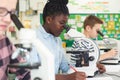 Group Of Pupils Using Microscopes In Science Class Royalty Free Stock Photo