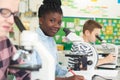 Group Of Pupils Using Microscopes In Science Class Royalty Free Stock Photo