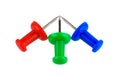 Group of push pins in RGB Red, Green, Blue colors Royalty Free Stock Photo