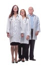 Group of qualified doctors showing their visiting card Royalty Free Stock Photo