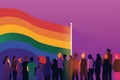 rainbow freedom concept flag group pride parade homosexual celebration community. Generative AI. Royalty Free Stock Photo