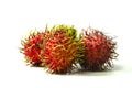 Group rambutan sweet red fruit isolated on white background Royalty Free Stock Photo