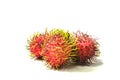 Group rambutan sweet red fruit isolated on white background Royalty Free Stock Photo