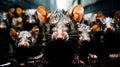 A group of rats are standing in a dark room, AI