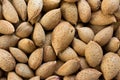 Group of raw almonds, background. Main ingredient for nougat Sicilian x Royalty Free Stock Photo