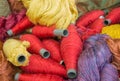Group of Raw silk thread and messaline. Royalty Free Stock Photo