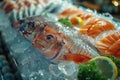 A group of rayfinned fish are perched atop a frozen surface