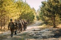 Group Of Re-enactors Dressed As Soviet Russian Red Army Infantry