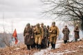 Group Of Re-enactors Dressed As Soviet Russian Red Army Infantry