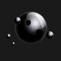 Group of realistic black glass balls 3d vector illustration. Spheres moving like planets in space Royalty Free Stock Photo