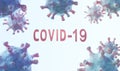 Group of realistic coronavirus with text COVID-19 background