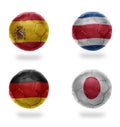 Group . realistic football balls with national flags of spain, costa rica, germany, japan, ,soccer teams