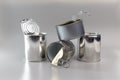 group of recycling tins and cans, sample of trash Royalty Free Stock Photo