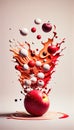 Group of Red Apples Creatively Falling-Dripping Flying or Splashing on White Background AI Generative Royalty Free Stock Photo