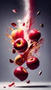 Group of Red Apples Creatively Falling-Dripping Flying or Splashing on White Background AI Generative Royalty Free Stock Photo