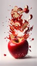 Group of Red Apples Creatively Falling-Dripping Flying or Splashing on White Background AI Generative Royalty Free Stock Photo