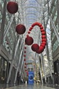 A group of red balls is installed on the atrium of Brookfield Place, Toronto, Ontario, Canada Royalty Free Stock Photo