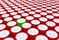 3D Illustration - Group of red batteries with one green batterie Royalty Free Stock Photo