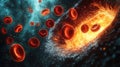 A group of red blood cells moving through a blood vessel Royalty Free Stock Photo
