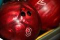 Group of red bowling ball. Royalty Free Stock Photo