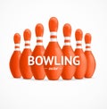 Group of Red Bowling Pins. Vector Royalty Free Stock Photo