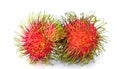 group of red and green rambutan fruit peel. Succulent white food sweet tasty. organic tropical fruits multi vitamin long hair. Royalty Free Stock Photo