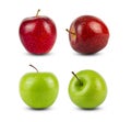 Group of red and green ripe apple fruit isolated on white background, clipping path Royalty Free Stock Photo