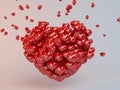 Group of red hearts balloons forming a heart Royalty Free Stock Photo