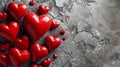Group of Red Hearts on Cement Ground, Symbolizing Love and Affection