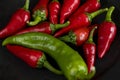 Group of Red hot chilli peppers close-up Royalty Free Stock Photo