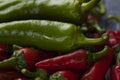 Group of Red hot chilli peppers close-up Royalty Free Stock Photo