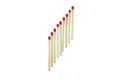 Red matchstick Arranged in steps isolated on white background, matchstick graph Royalty Free Stock Photo