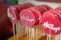 Group of Red, Round and Sweet Lollipops